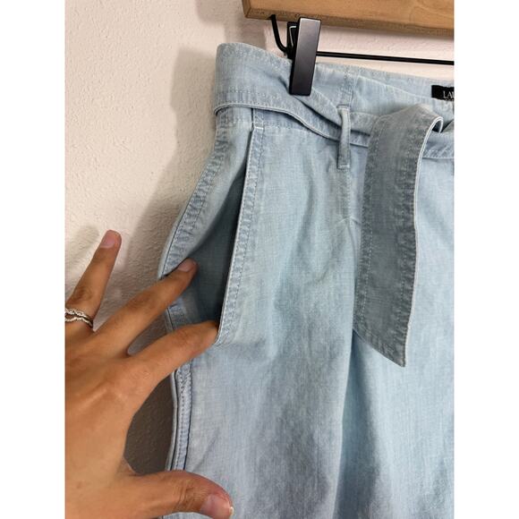 Lauren Ralph Lauren Chambray Belted Shorts Women’s Size 14 - Picture 2 of 5